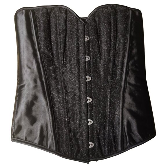 ๐ Black Sparkle Overbust Corset and Thong Set - Picture 1 of 9